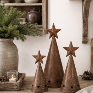 Set van 3 Kerstbomen Roest